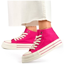 Women's high-top textile sneakers fuchsia BL507FU pink 1