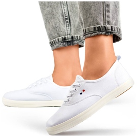 Women's white HB-6W sneakers with a white sole 1