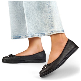 Women's comfortable black ballet flats with a bow GD-XR392A-B 1