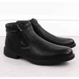 Men's insulated ankle boots with zippers, black Unisoft 7516 1