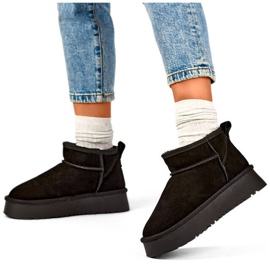 Leather women's suede snow boots, black XF-159B 1