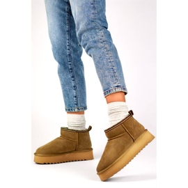 Women's leather boots, suede brown snow boots YU9001KH 2