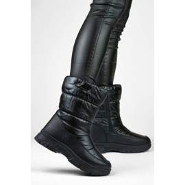Women's high snow boots with cuff, black 3537B 1