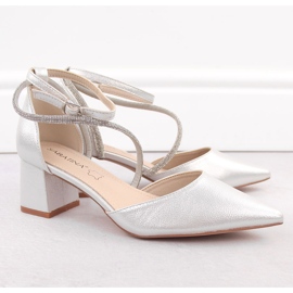 Silver Sabatina women's pointed sandals with cubic zirconia 2