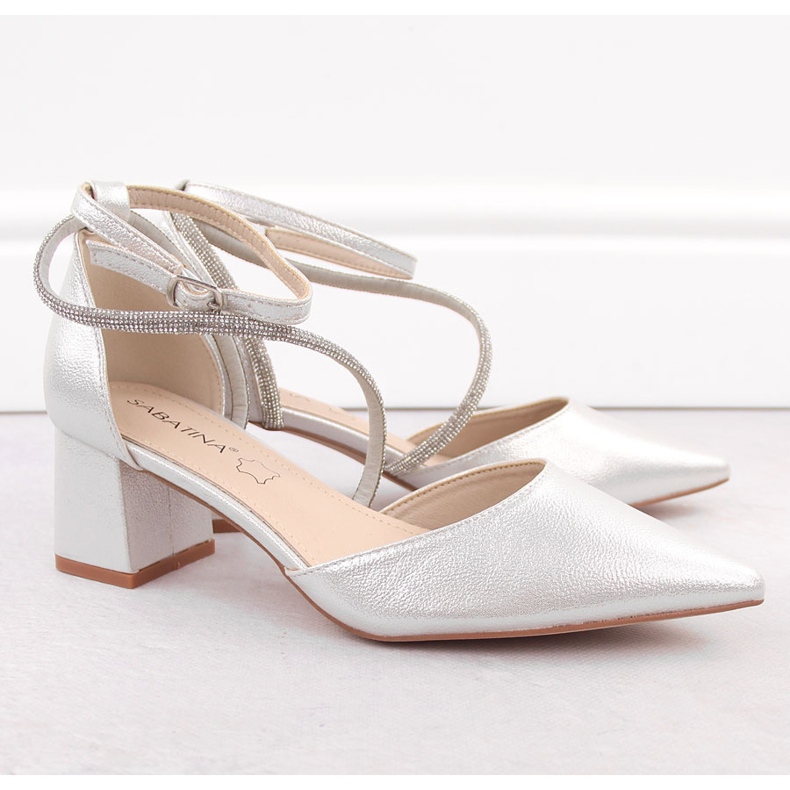 Silver Sabatina women's pointed sandals with cubic zirconia 2