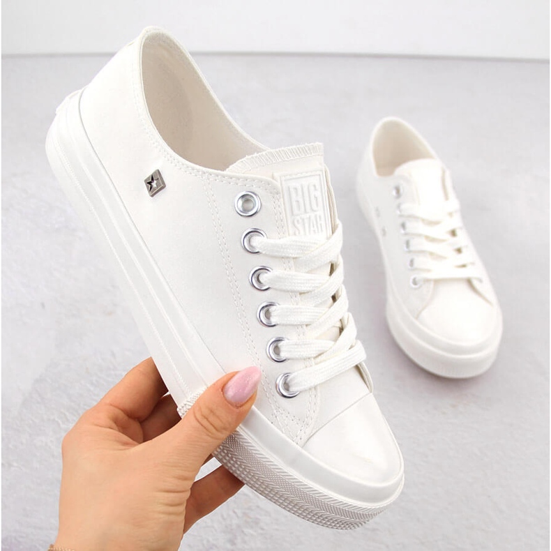 Women's low-top textile sneakers, white Big Star NN274285 1 Women's low-top textile sneakers, white Big Star NN274285 1