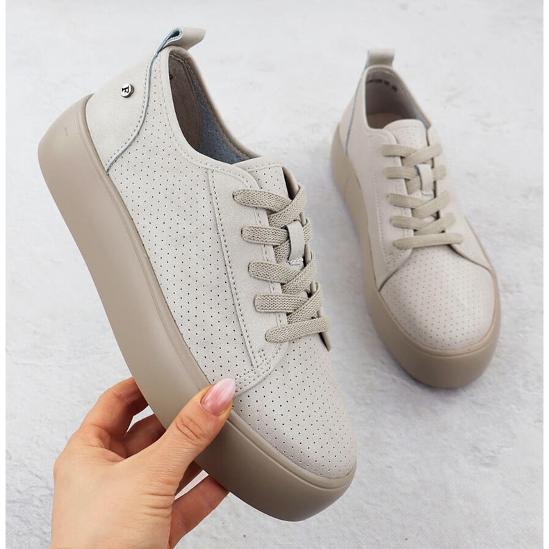 Women's leather shoes. Sports creepers beige Filippo DP6116 1