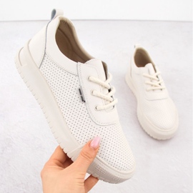 Beige leather leather sports shoes Sergio Leone SP-102 1