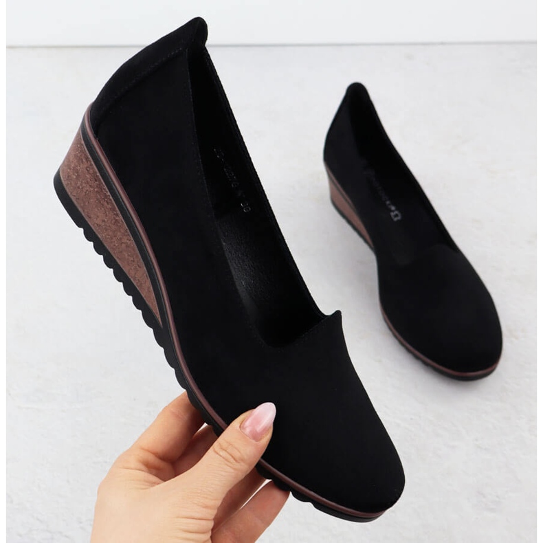 Shoes on wedges suede black potocki sz12276 1