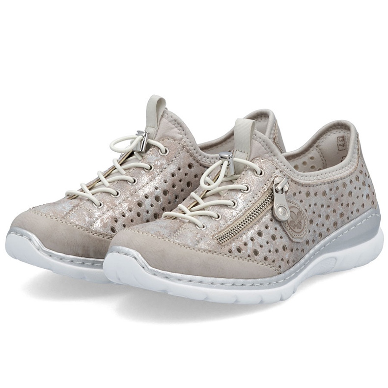 Women's shoes comfortable openwork beige silver-plated Rieker L32P6-90 1
