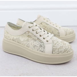 Shoes on the beige lace platform s.barski HY51-059 2