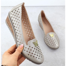 Women's shoes on an openwork wedge with an ornament of golden vinceza 58472 1