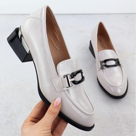 Women's shoes varnished with a decorative heel gray Vinceza 58492 grey 1