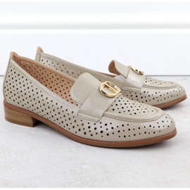 Women's shoes openwork golden loafers Vinceza 58516 1
