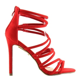 Red sandals on a high heel LE039 red 1