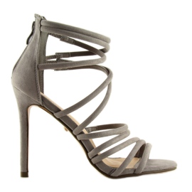 Gray sandals on a gray LE039 gray heel grey 1