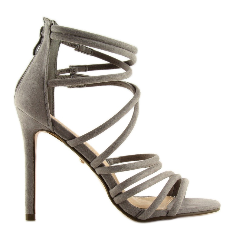 Gray sandals on a gray LE039 gray heel grey 1