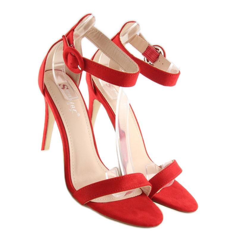 Red NF-17 Red sandals on a high heel 1