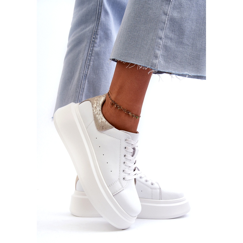 S.Barski Women's leather sneakers on the D&amp;A LR568 white platform 2