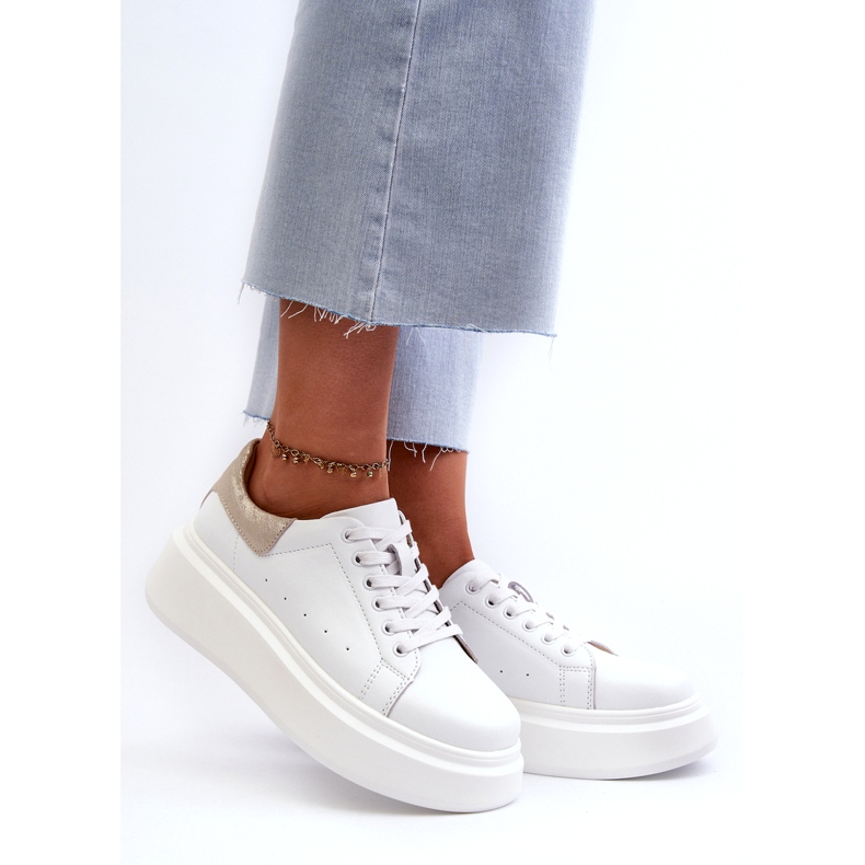 S.Barski Women's leather sneakers on the D&amp;A LR568 white platform 1