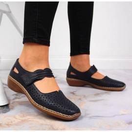 Women's leather shoes with velcro navy blue Rieker 41399-14 10
