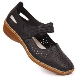 Women's leather shoes with velcro navy blue Rieker 41399-14 3