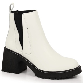 Women's leather Chelsea boots on the post, a slip-on, warm white Artiker 1