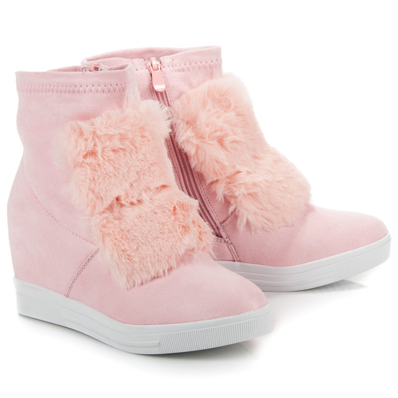 Wedge Sneakers With Fur pink 2