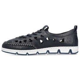 Women's leather openwork slip-on shoes, navy blue Rieker 49956-14 17