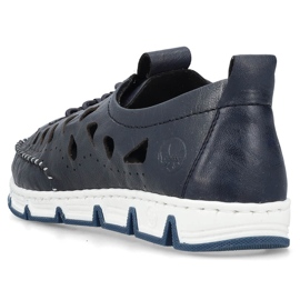 Women's leather openwork slip-on shoes, navy blue Rieker 49956-14 18