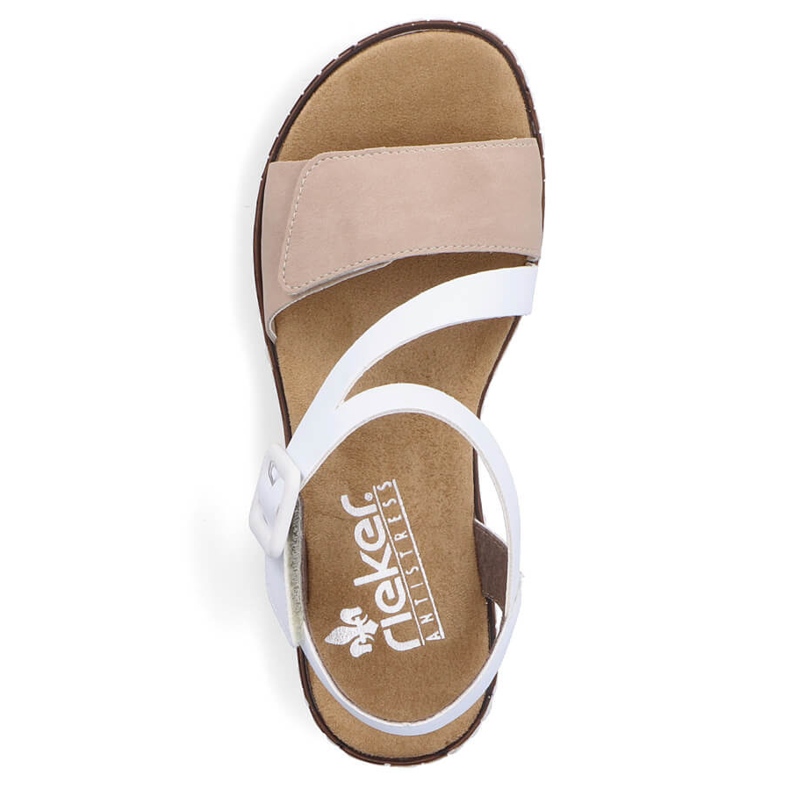 Comfortable women's combi sandals with Velcro Rieker V3660-60 white 1
