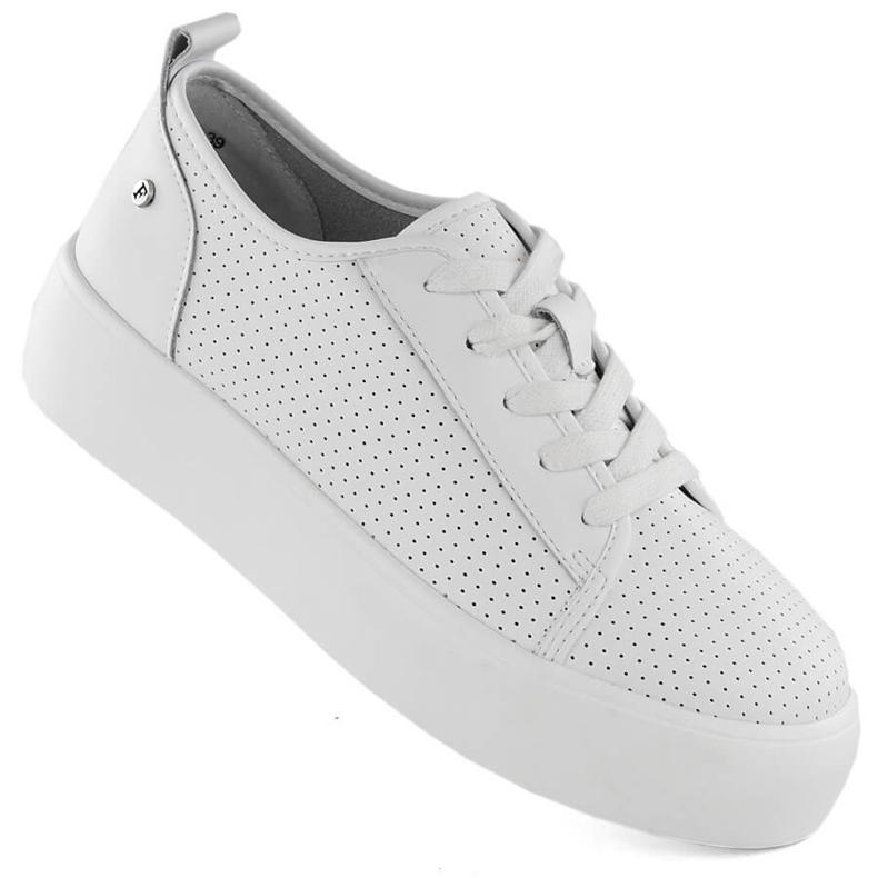 Leather women's sports creepers shoes, white Filippo DP6116 1