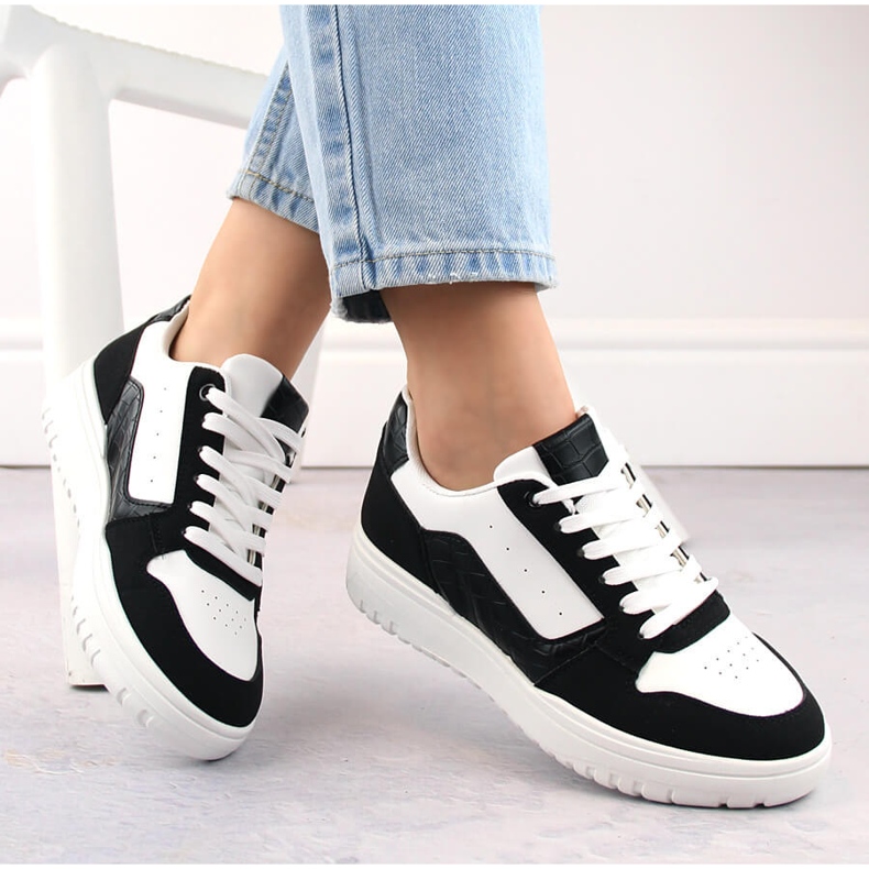 Women's black and white panda sports sneakers McBraun 23263 1