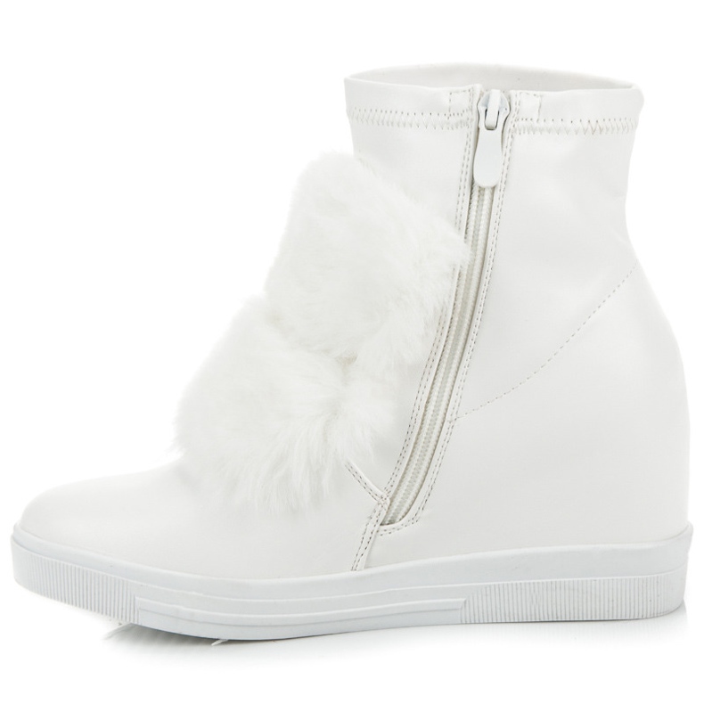 Wedge sneakers with fur white 1