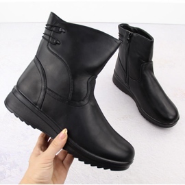 Women's comfortable insulated ankle boots black Potocki 90314 1