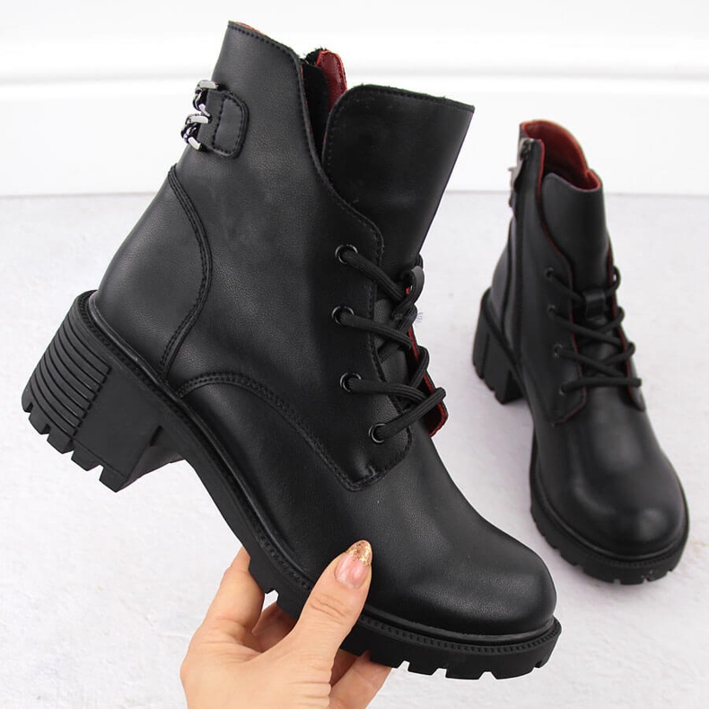 Black leather women's ankle boots Filippo DBT6491 1