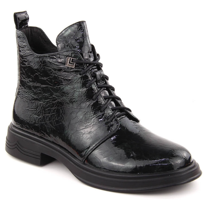 Women's patent leather ankle boots green D&A S.Barski Premium Collection LZ42-042 1 Women's patent leather ankle boots green D&A S.Barski Premium Collection LZ42-042 1