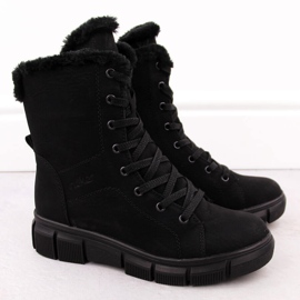 Women's winter boots with fur, black Rieker X3402-00 2