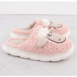 Women's home fur slippers with sheep, pink Filippo DK6683 2