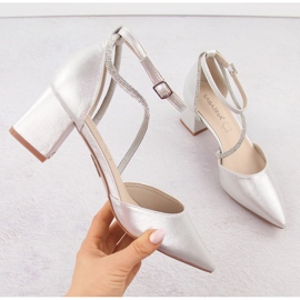 Silver Sabatina women's pointed sandals with cubic zirconia 1