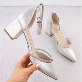 Silver Sabatina women's pointed sandals with cubic zirconia 1