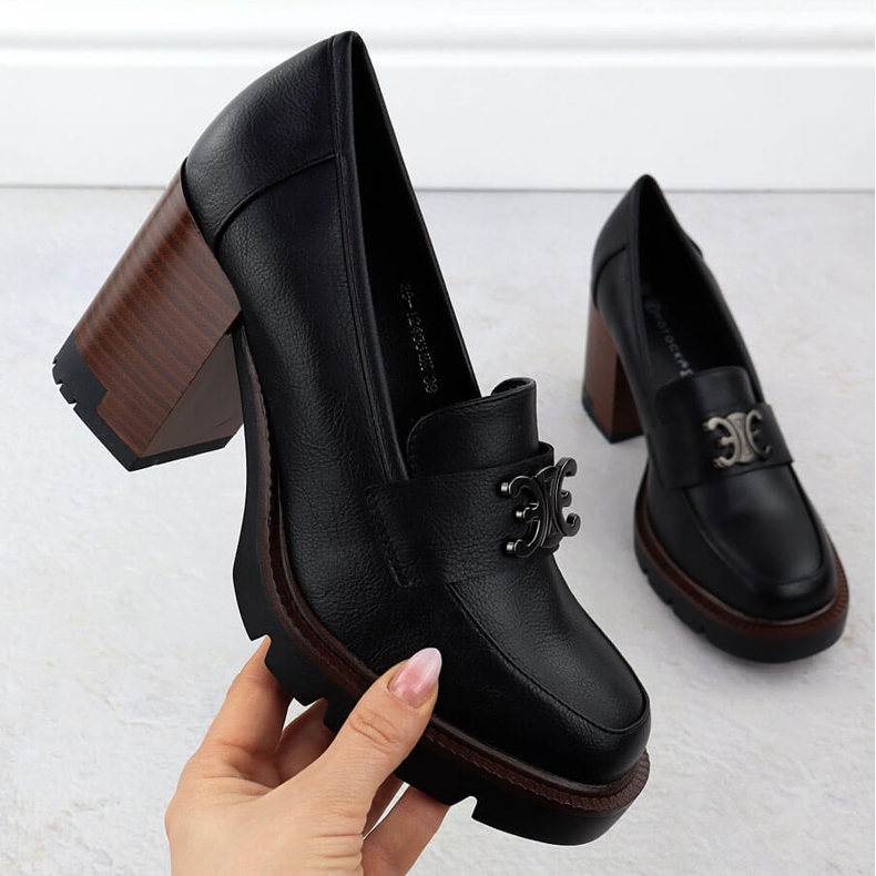 Women's shoes on the Black Potocki post with decoration sz12403 1