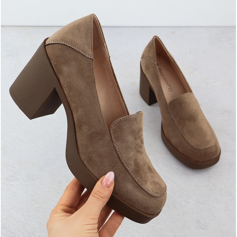 Shoes women's high heels, suede beige potocki sz12547 1