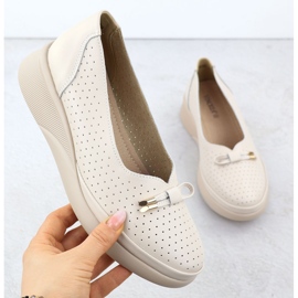 Women's leather shoes on the Platform Openwork Beige Vinceza 7896 1 Women's leather shoes on the Platform Openwork Beige Vinceza 7896 1
