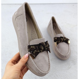 Leather suede loafers with a bow beige Filippo Dp6457 1