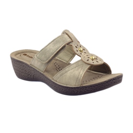 Gold Inblu GL086 velcro slippers yellow brown 1
