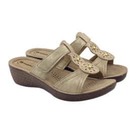 Gold Inblu GL086 velcro slippers yellow brown 4
