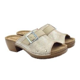 INBLU BL061 silver beige buckle slippers brown grey 4