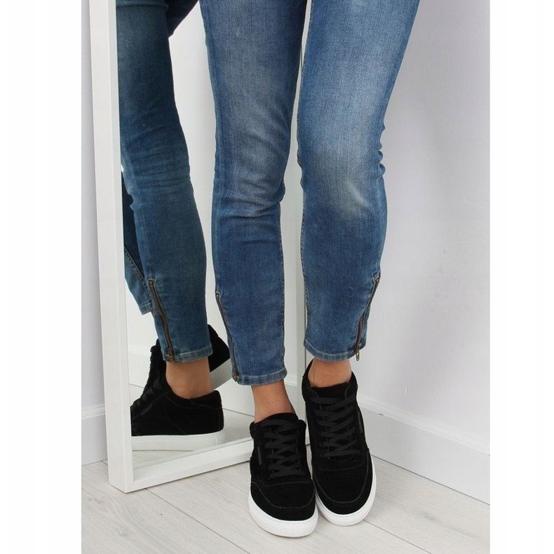 Black suede women's sneakers NB171P Black 1