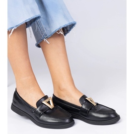 Black women's loafers with an elegant decoration 1